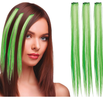 Groene Hair Extension 50cm 3st van Fiestas Guirca koop je bij Partywinkel