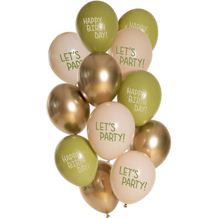Groene Happy Birthday Ballonnen 33cm 12st van Folat koop je bij Partywinkel
