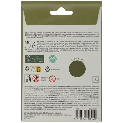 Groene Helium Ballon Rond Leeg 45cm van Folat koop je bij Partywinkel