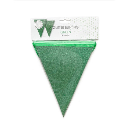 Groene Vlaggenlijn Glitter 6m van WeFiesta koop je bij Partywinkel