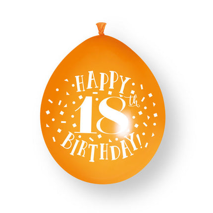 10 kpl ”Happy 18th Birthday” -lateksipalloja, 23 cm