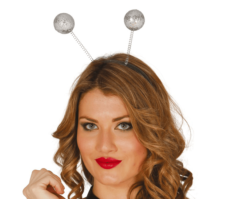 Haarband Bollen Zilveren Glitter van Fiestas Guirca koop je bij Partywinkel