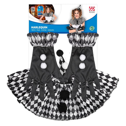 Halloween Accessoireset Wit Zwart Harlekijn van Widmann koop je bij Partywinkel