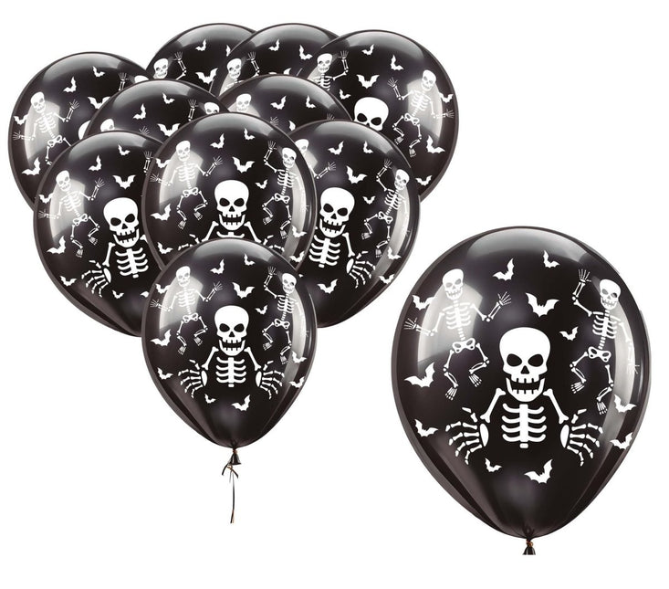 Halloween Ballonnen Zwart Skelet 30cm 16st van Fiestas Guirca koop je bij Partywinkel