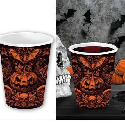 Halloween Bekers Gotische Pompoen 240ml 6st van Fiestas Guirca koop je bij Partywinkel
