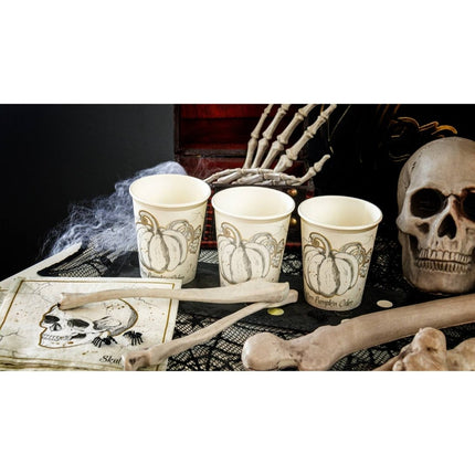 Halloween Bekers Pompoen 250ml 8st van Folat koop je bij Partywinkel