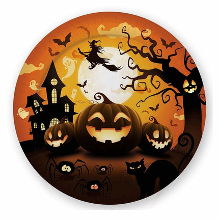 Halloween Borden Pompoen 23cm 6st van Fiestas Guirca koop je bij Partywinkel