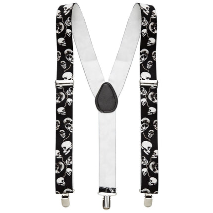 Halloween Bretels Zwart Wit Schedels van Widmann koop je bij Partywinkel