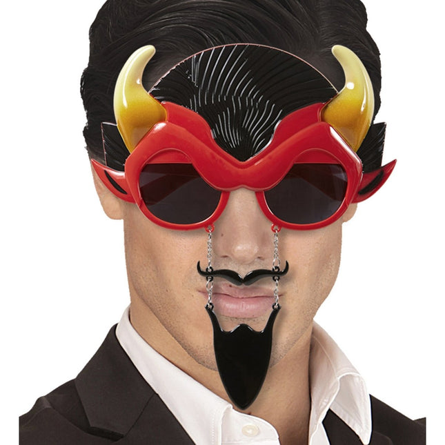 Halloween Bril Duivel Met Baard van Widmann koop je bij Partywinkel