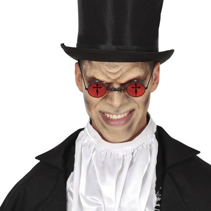 Halloween Bril Rood Zwart Kruis van Fiestas Guirca koop je bij Partywinkel
