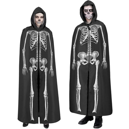 Halloween Cape Wit Zwart Skelet 1,5m van Widmann koop je bij Partywinkel