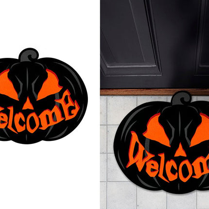 Halloween Deurmat Zwart Pompoen van Fiestas Guirca koop je bij Partywinkel