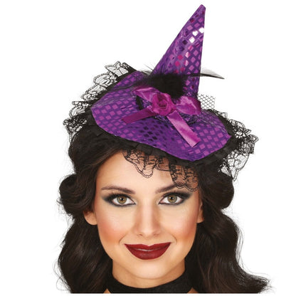 Halloween Haarband Paars Heksenhoed van Fiestas Guirca koop je bij Partywinkel