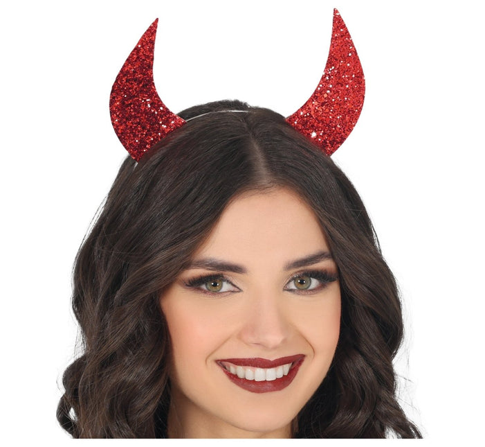 Halloween Haarband Rood Duivel Oren Met Glitters van Fiestas Guirca koop je bij Partywinkel