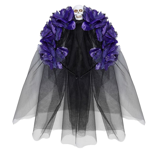Halloween Haarband Zwart Paars Sluier van Widmann koop je bij Partywinkel