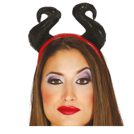 Halloween Haarband Zwarte Hoorns van Fiestas Guirca koop je bij Partywinkel