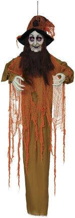 Halloween Pop Heks Met Licht, Geluid En Beweging Oranje 1,8m van Fiestas Guirca koop je bij Partywinkel