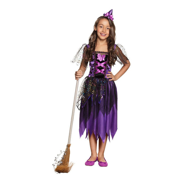 Halloween Heks Kostuum Kind Paarse Glitter van Boland koop je bij Partywinkel
