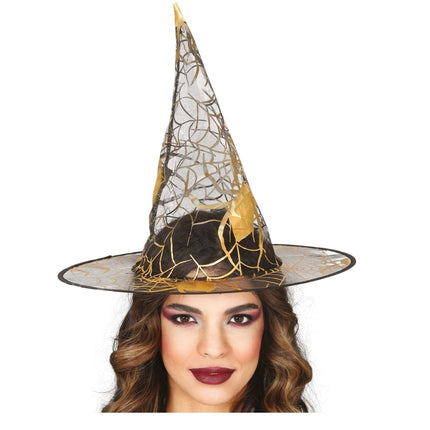 Halloween Heksenhoed Zwart Goud van Fiestas Guirca koop je bij Partywinkel