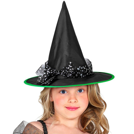 Halloween Heksenhoed Zwart Zilveren Sterren van Widmann koop je bij Partywinkel