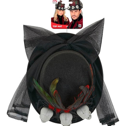 Halloween Hoed Hoog Met Schedels van Widmann koop je bij Partywinkel