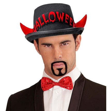 Halloween Hoge Hoed Zwart Rood Duivel van Widmann koop je bij Partywinkel