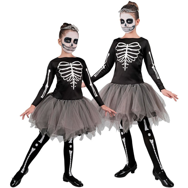 Halloween Jurk Meisje Ballerina Skelet van Widmann koop je bij Partywinkel