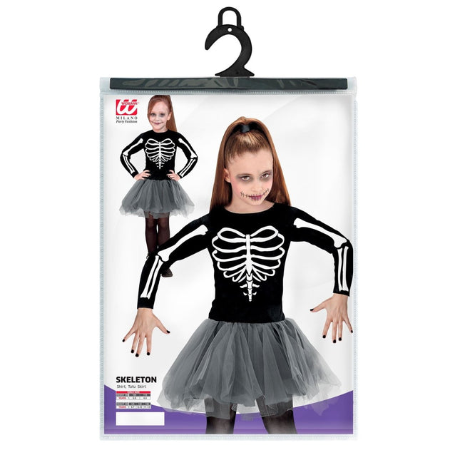 Halloween Jurk Meisje Ballerina Skelet van Widmann koop je bij Partywinkel