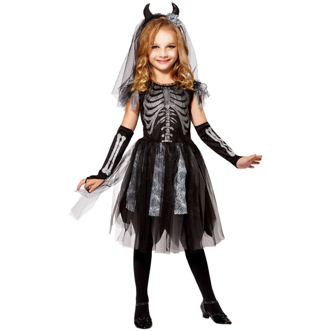Halloween Jurk Meisje Skelet Bruid van Widmann koop je bij Partywinkel