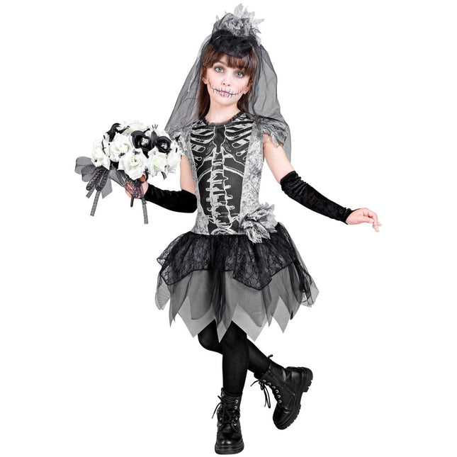 Halloween Jurk Meisje Skelet Bruidje van Widmann koop je bij Partywinkel