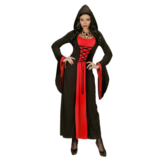 Halloween Jurk Rood Zwart Dames Gotisch van Widmann koop je bij Partywinkel