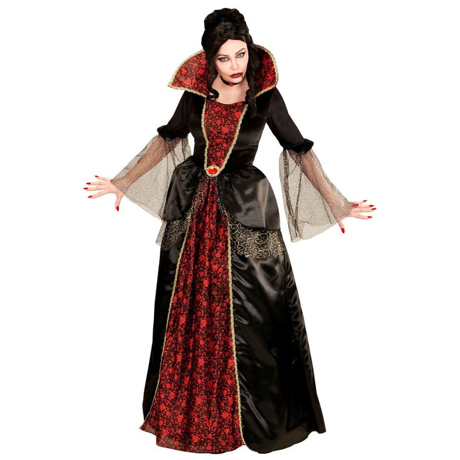 Halloween Jurk Rood Zwart Dames Vampier van Widmann koop je bij Partywinkel