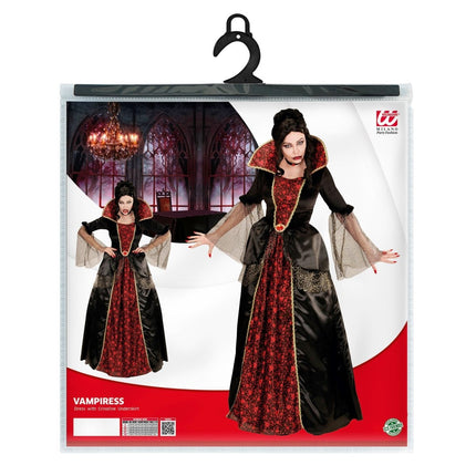 Halloween Jurk Rood Zwart Dames Vampier van Widmann koop je bij Partywinkel