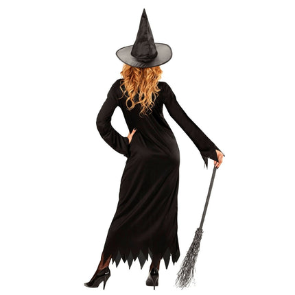 Halloween Jurk Zwart Dames Heks 2 delig van Widmann koop je bij Partywinkel