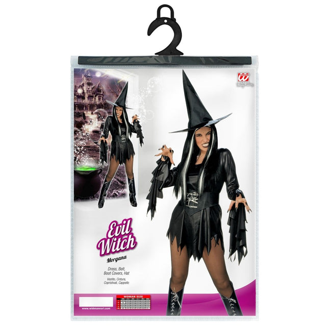 Halloween Jurk Zwart Dames Heks 4 delig van Widmann koop je bij Partywinkel