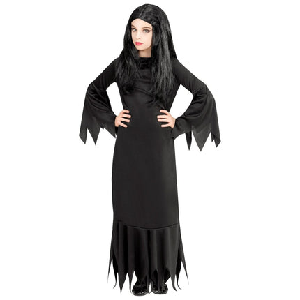 Halloween Jurk Zwart Meisje Mortisia van Widmann koop je bij Partywinkel
