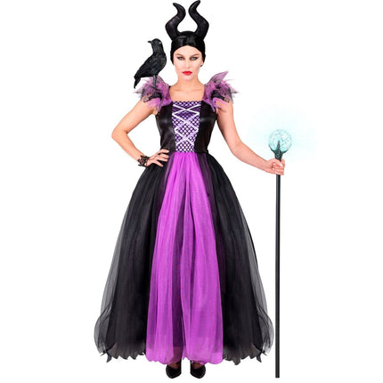 Halloween Jurk Zwart Paars Malefizia van Widmann koop je bij Partywinkel