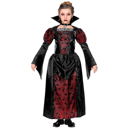 Halloween Jurk Zwart Rood Meisje Vampier van Widmann koop je bij Partywinkel