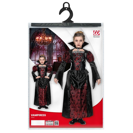 Halloween Jurk Zwart Rood Meisje Vampier van Widmann koop je bij Partywinkel