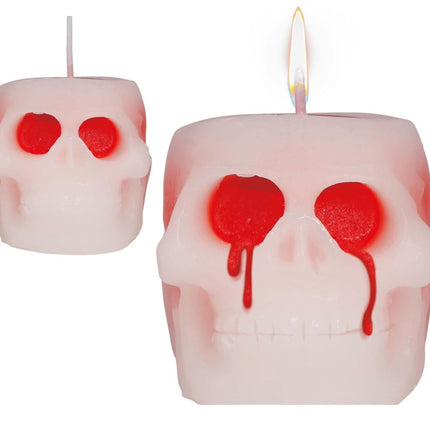 Halloween Kaars Bloederig Schedel 6cm van Fiestas Guirca koop je bij Partywinkel