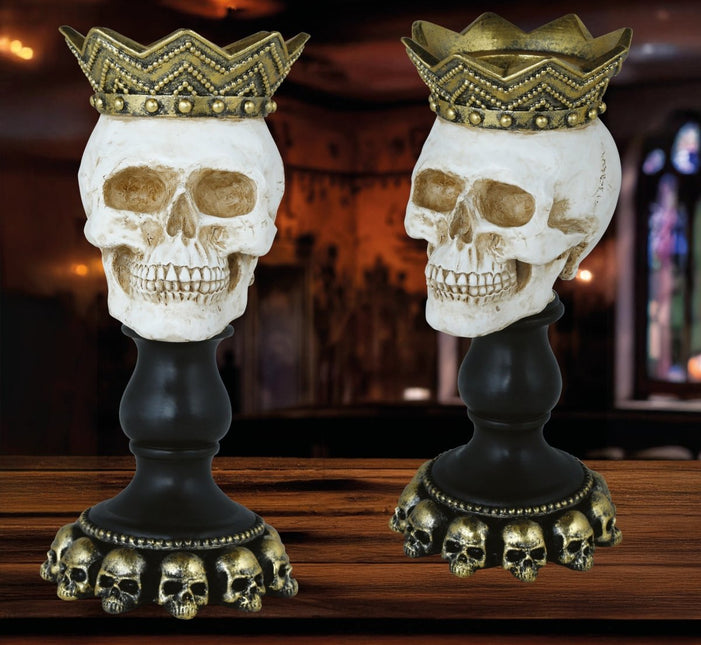 Halloween Kaarsenhouder Schedel 25cm van Fiestas Guirca koop je bij Partywinkel