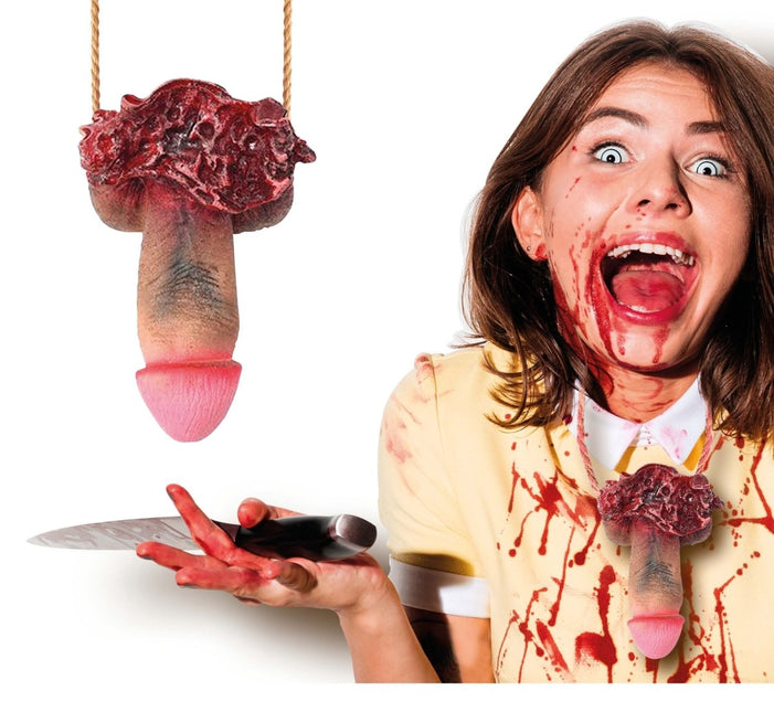 Halloween Ketting Afgehakte Piemel 12cm van Fiestas Guirca koop je bij Partywinkel