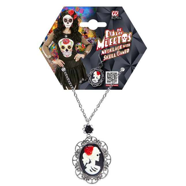 Halloween Ketting Schedel En Roos van Widmann koop je bij Partywinkel
