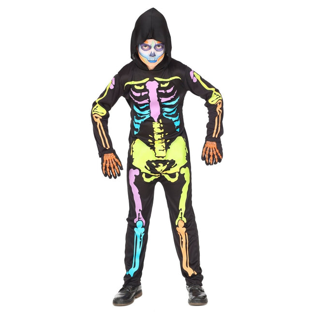 Halloween Kostuum Gekleurd Kind Skelet van Widmann koop je bij Partywinkel