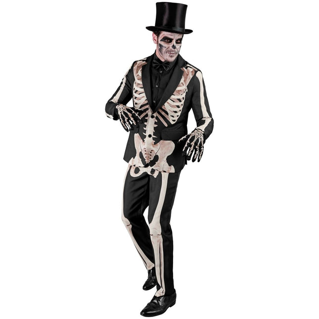 Halloween Kostuum Wit Zwart Heren Skelet 2 delig van Widmann koop je bij Partywinkel