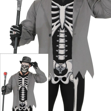Halloween Kostuum Wit Zwart Heren Skelet 3 delig van Fiestas Guirca koop je bij Partywinkel