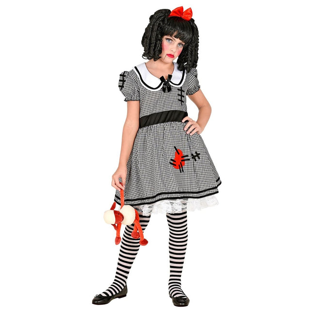 Halloween Kostuum Wit Zwart Meisje Pop van Widmann koop je bij Partywinkel