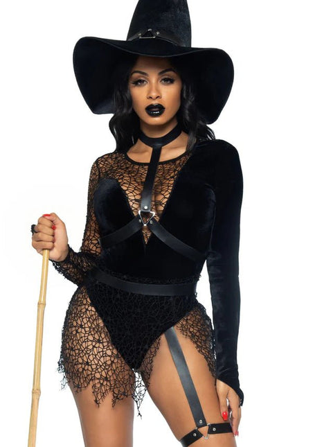 Halloween Kostuum Zwart Dames Bodysuit Tovenares Leg Avenue van Leg Avenue koop je bij Partywinkel