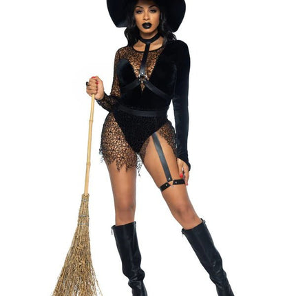 Halloween Kostuum Zwart Dames Bodysuit Tovenares Leg Avenue van Leg Avenue koop je bij Partywinkel