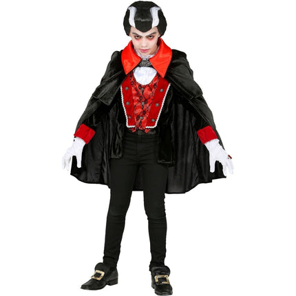 Halloween Kostuum Zwart Rood Jongen Vampier van Widmann koop je bij Partywinkel